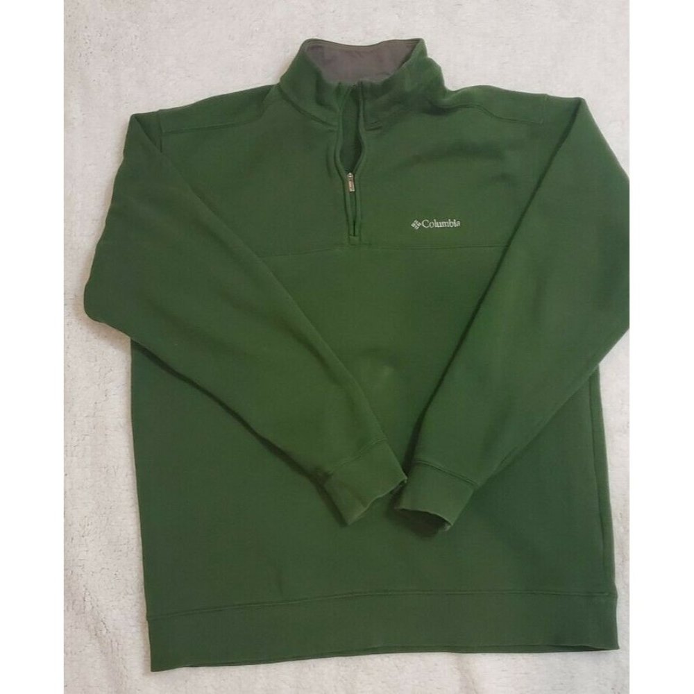 COLUMBIA MEN'S GREEN FLEECE 1/2 ZIP MOCK NECK PULLOVER SWEATSHIRT -SIZE L